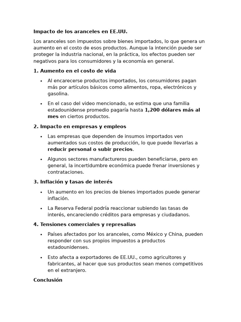 Impacto de Los Aranceles en EE | PDF