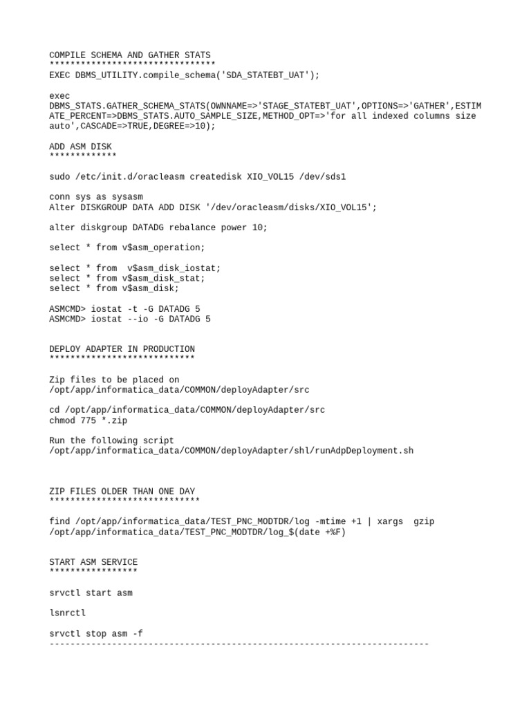 Oracle Database Maintenance Procedures | PDF | Sql | Software