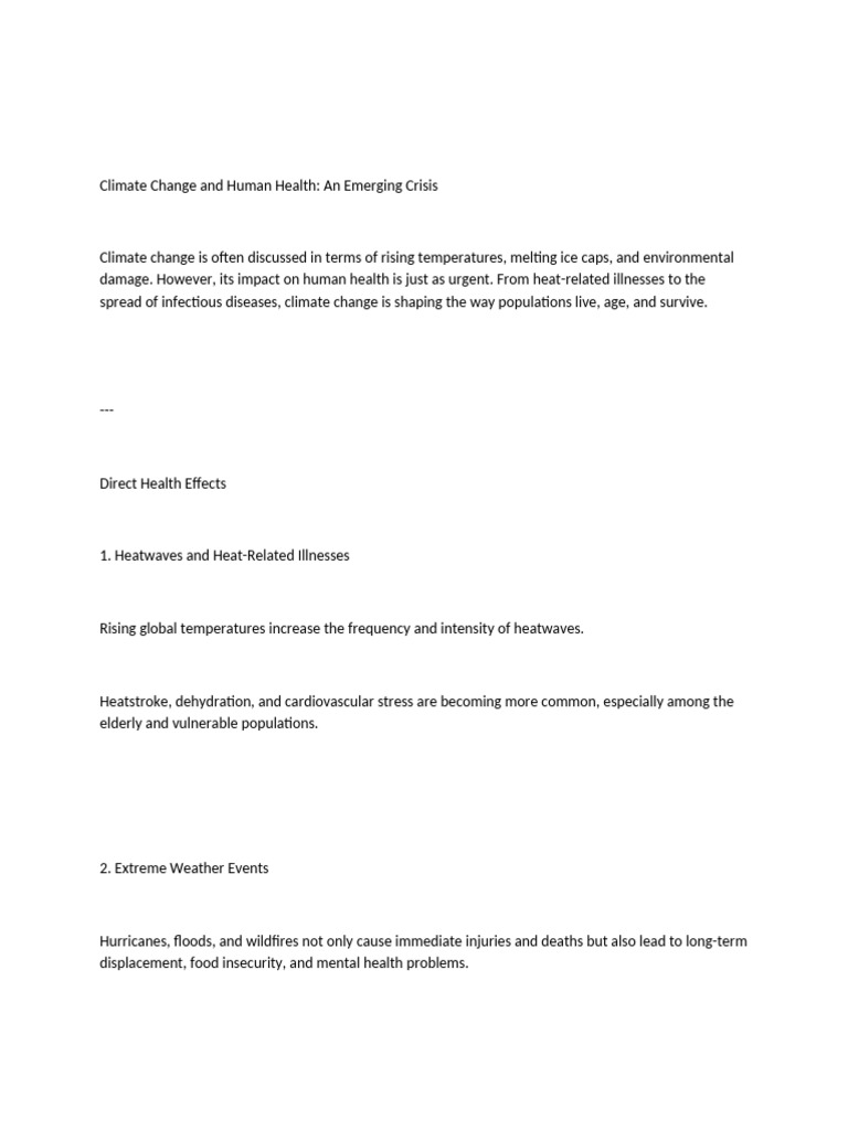 Climate Change's Impact on Health | PDF | Climate Change | Air Pollution