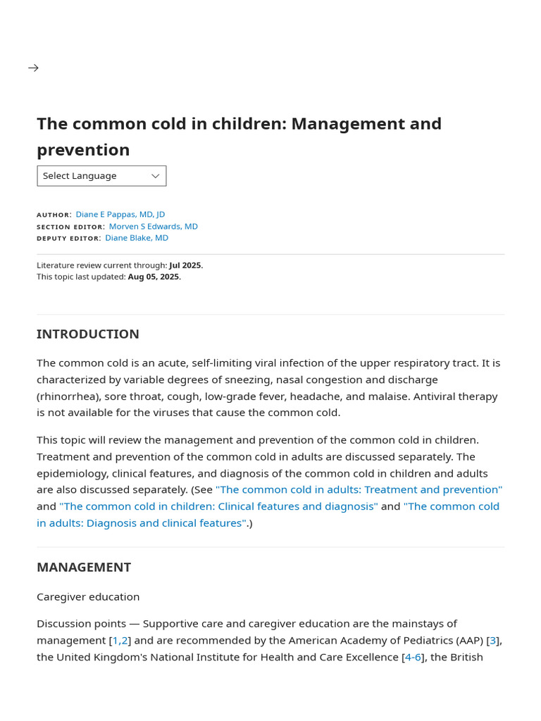 Common Cold in Children: Care & Prevention | PDF | Common Cold | Human ...
