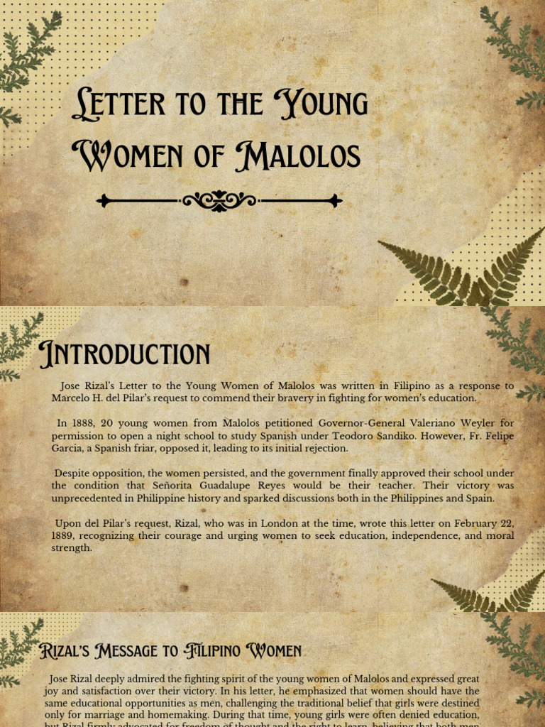 Rizal's Empowering Letter to Malolos Women | PDF