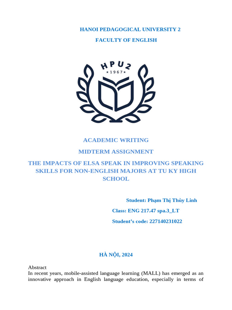 ELSA Speak's Impact on High School English Skills | PDF | Fluency ...