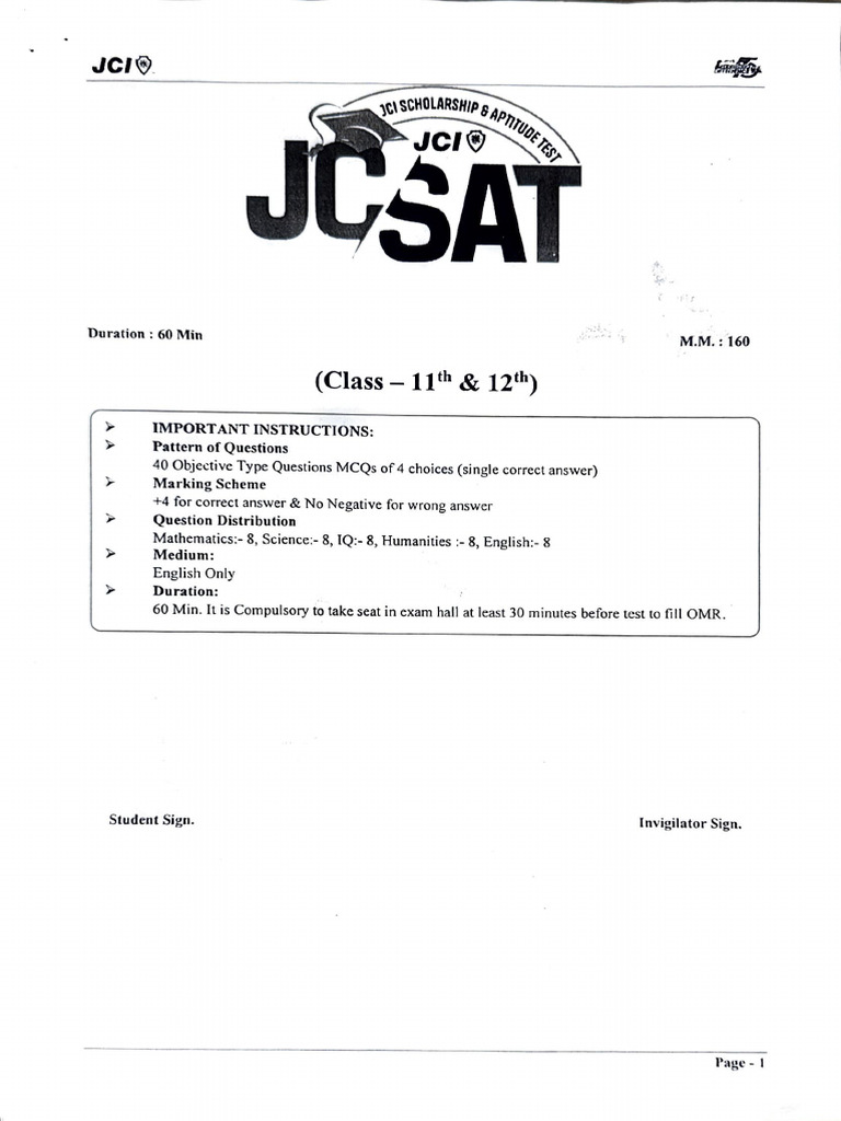JCI Exam Pattern and Sample Questions | PDF | Linguistics