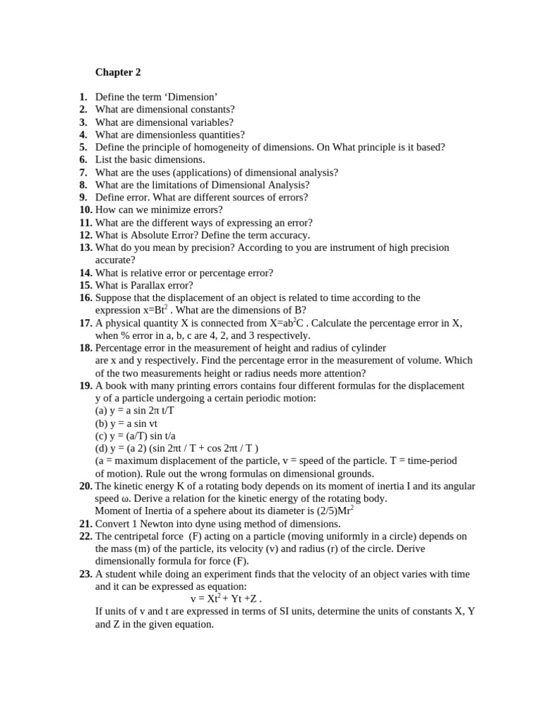 Understanding Dimensions and Errors in Physics | PDF | Force | Momentum