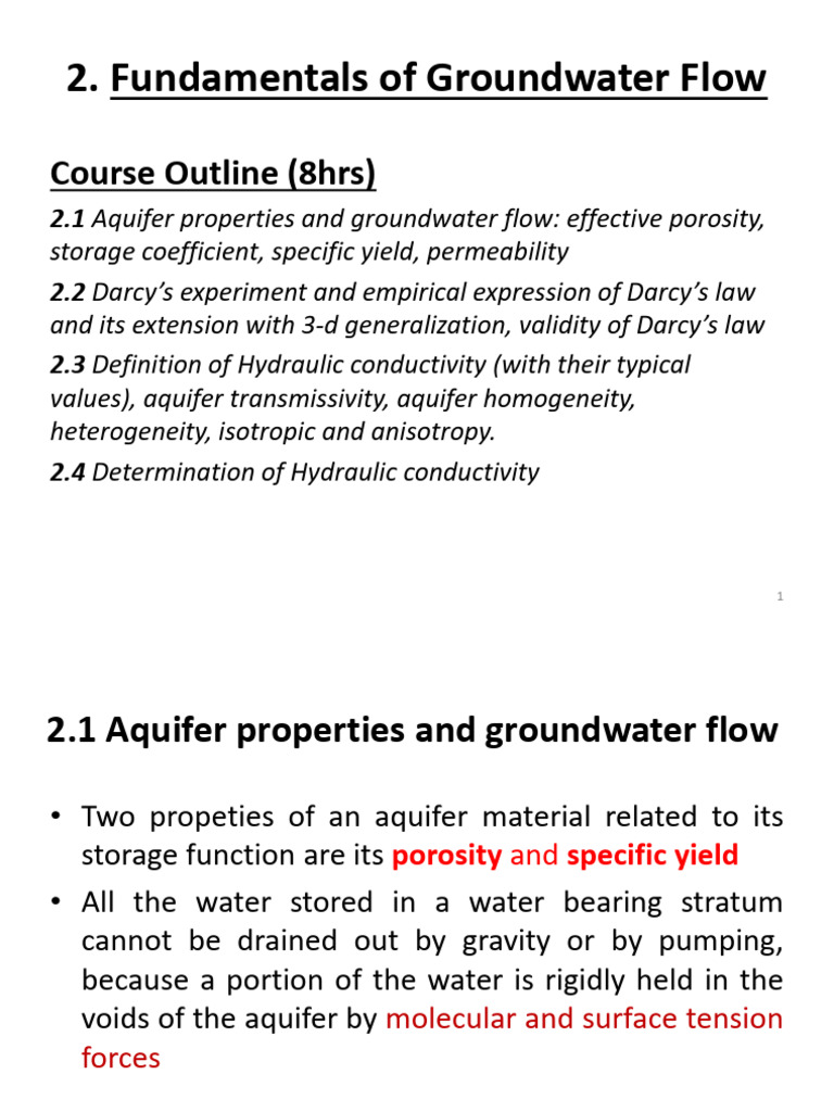 Groundwater Flow Fundamentals Explained | PDF | Porosity | Reynolds Number