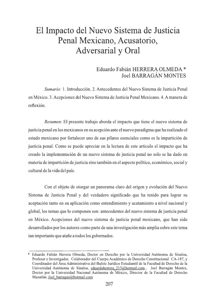 El Impacto Del Nuevo Sistema de Justicia Penal Mexicano, Acusatorio ...