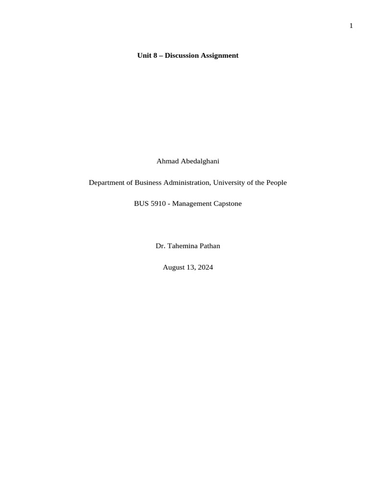 Unit 8 Discussion Assignment | PDF | Leadership | Empathy