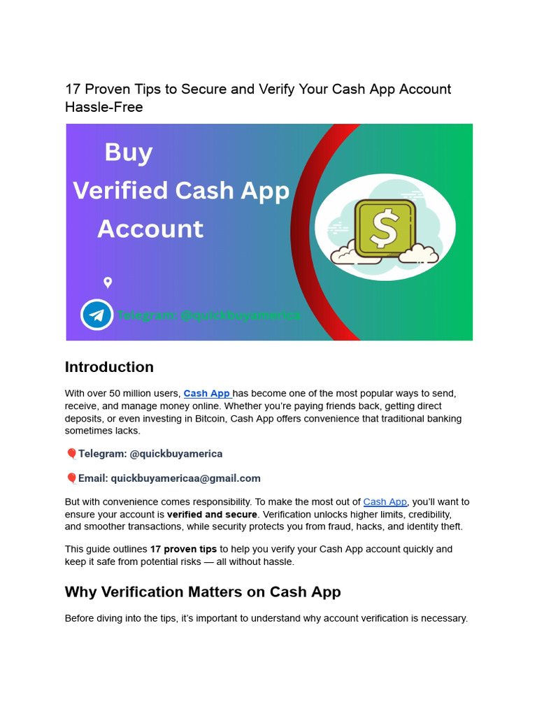 17 Proven Tips To Secure and Verify Your Cash App Account Hassle-Free | PDF  | Personal Identification Number | Password