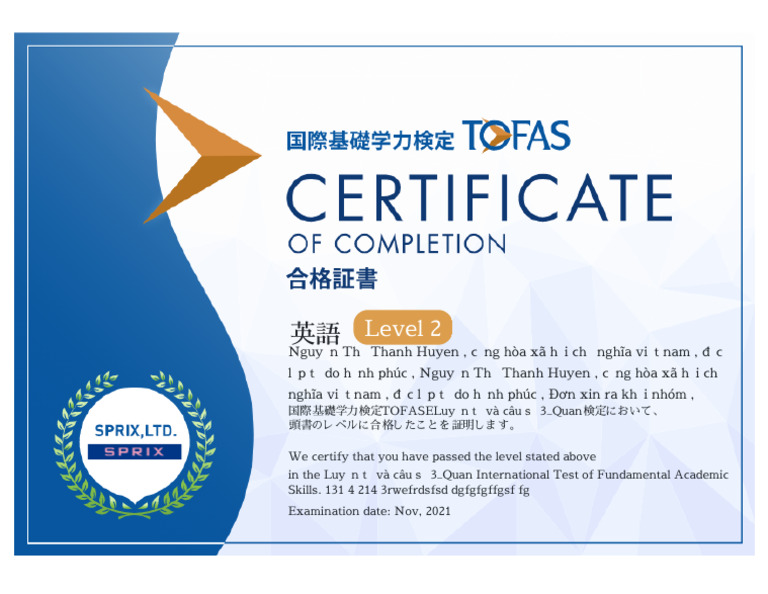 Level 2: Certificate Number: T167-1-067-0001035 | PDF