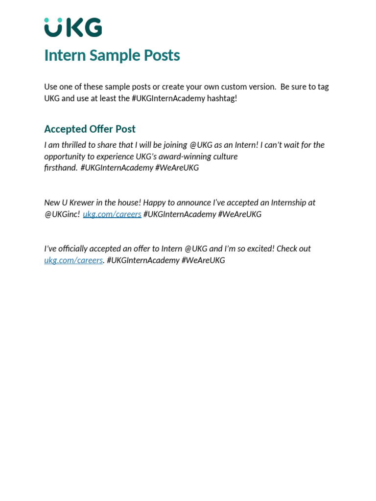 New Intern Sample Posts | PDF