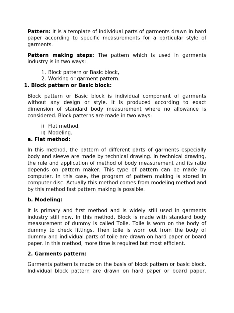 Lec 14-15 Pattern Making | PDF | Sewing | Clothing