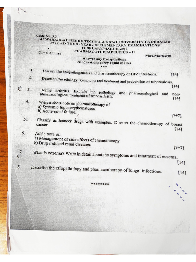 Therapy Previous Year Question Papers | PDF