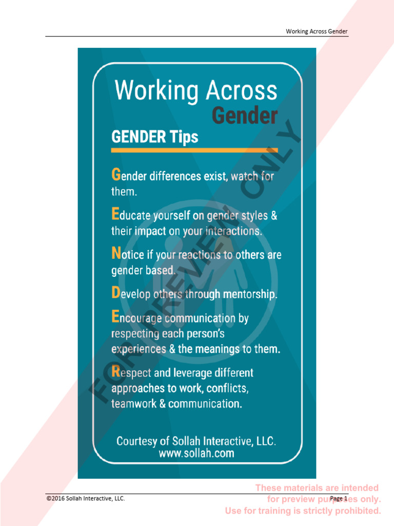 Working Across Gender 3934 | PDF