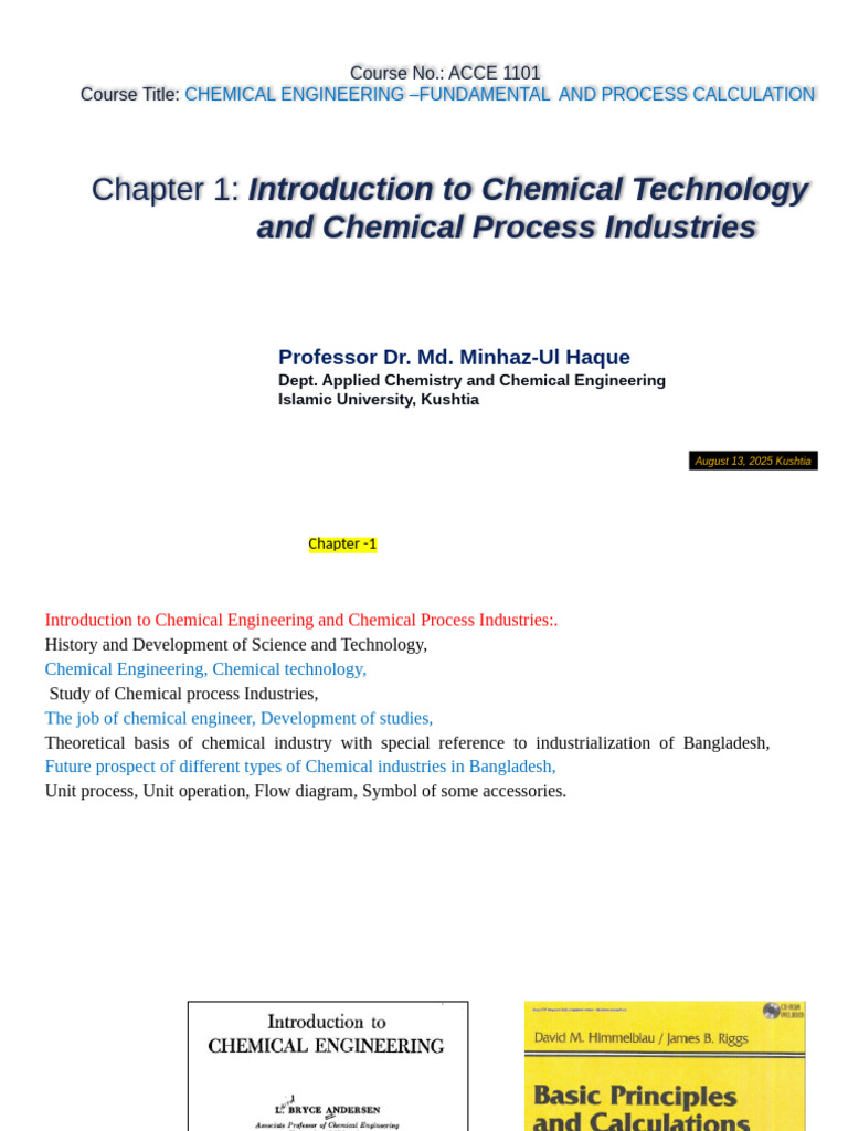 Introduction to Chemical Engineering Basics | PDF | Chemical Reactor ...