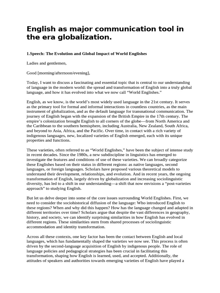 English as a Global Communication Tool | PDF | English Language ...