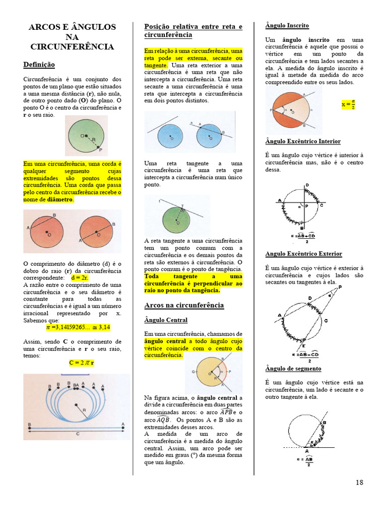 Arcos e Ângulos na Circunferência | PDF | Círculo | Curva