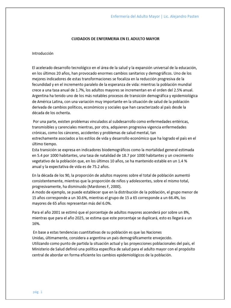 Cuidados de Enfermería en Adultos Mayores | PDF | Adultos | Enfermería