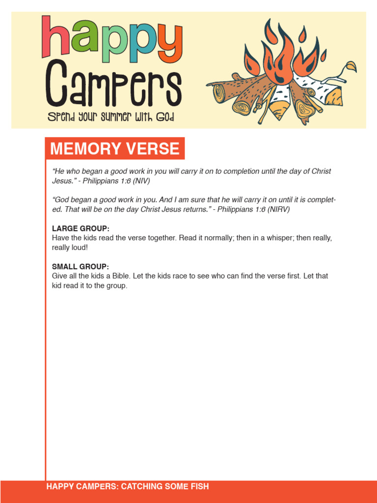 Summer Camp Bible Memory Verse Activities | PDF