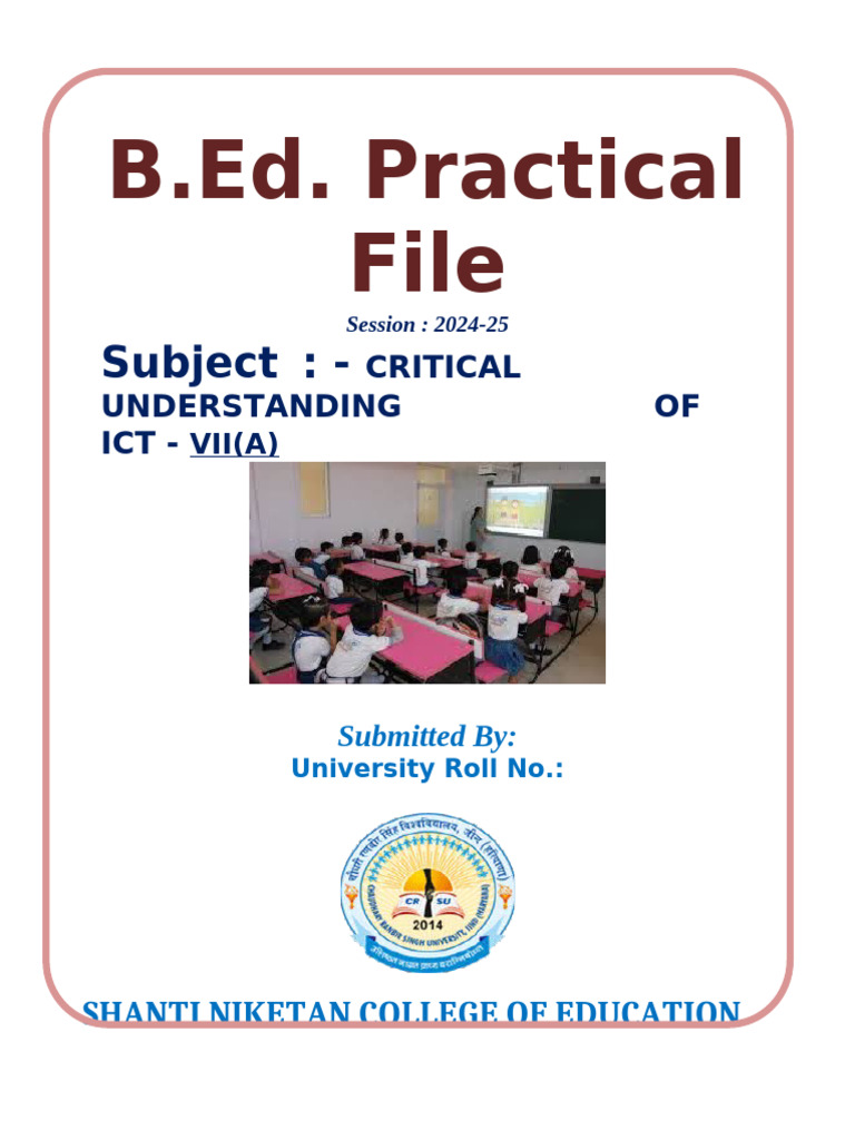 B.Ed. Practical File: ICT Understanding | PDF