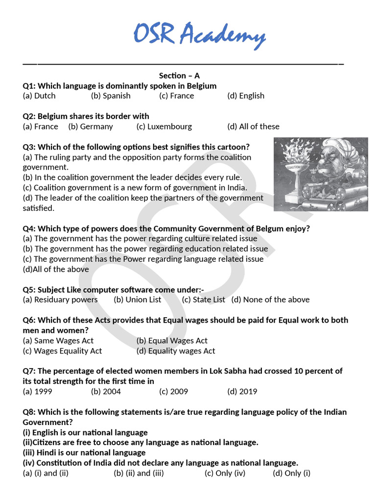 10th Assignment Civics SST | PDF | Federalism | Federation