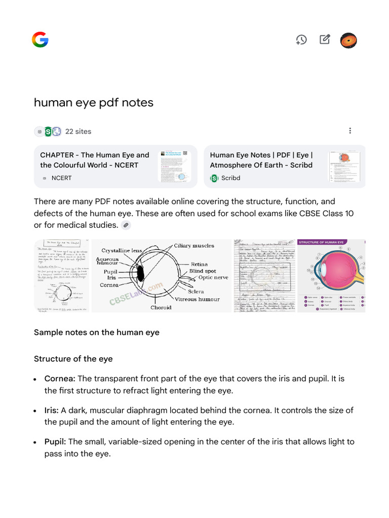 Class 10 Human Eye Study Notes | PDF | Eye | Human Eye