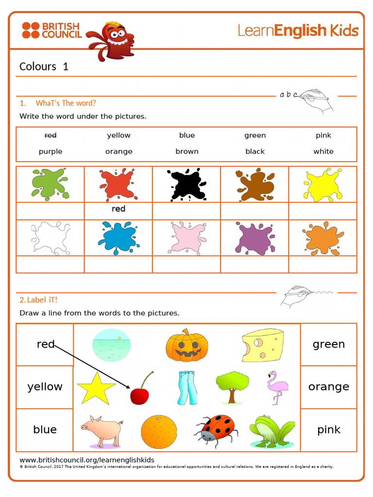 Worksheets Colours 1 | PDF