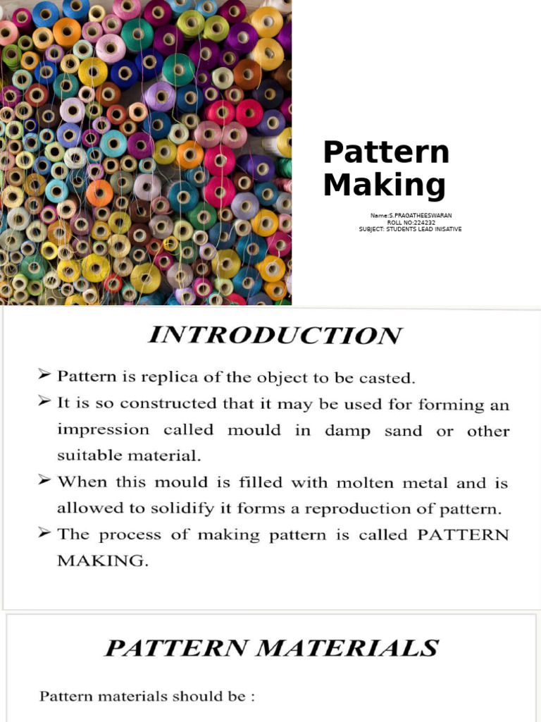 Pragatheeswaran Ppt. (Pattern Making) | PDF