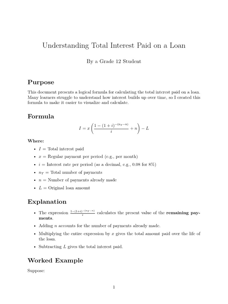 Total Interest Calculation on Loans | PDF | Interest | Present Value
