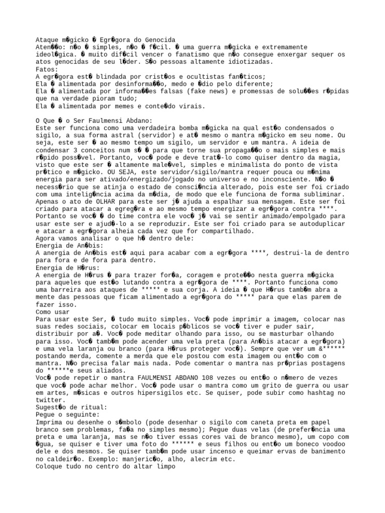 Ataque Mágico Contra Egrégora Genocida | PDF