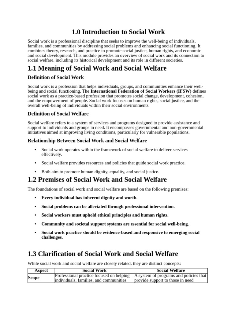 Overview of Social Work and Welfare | PDF | Social Work | Well Being