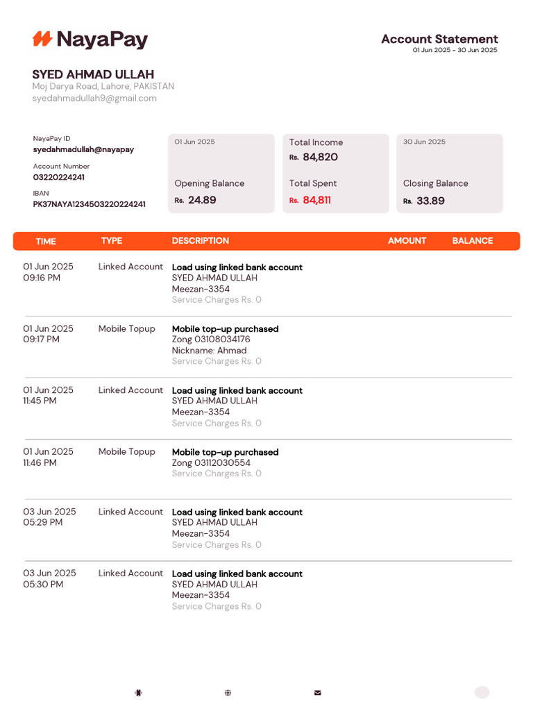 June 2025 Account Statement Summary | PDF | Fee | Banks