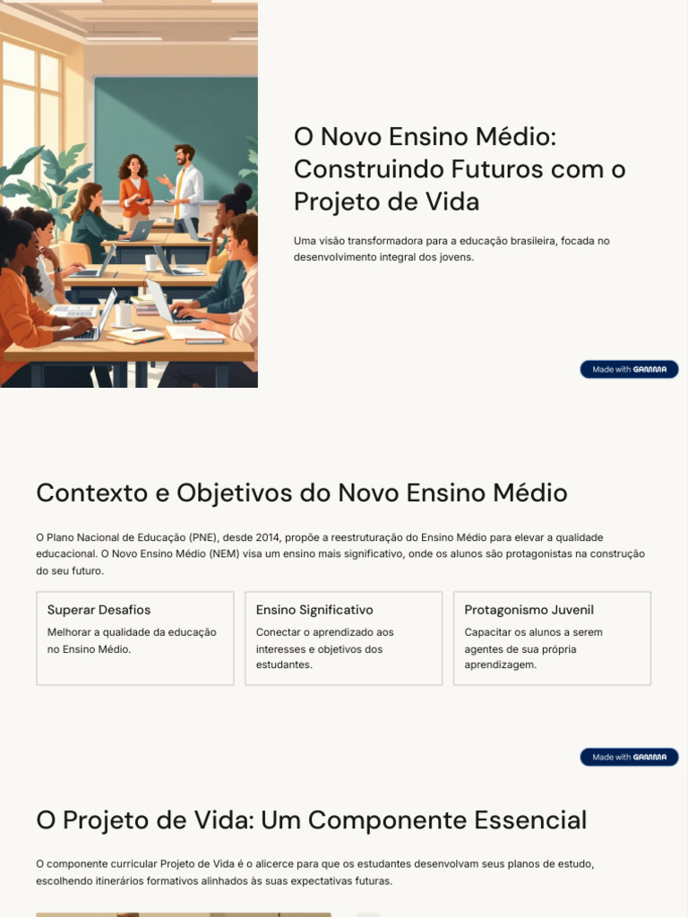 Projeto de Vida no Novo Ensino Médio | PDF | Aprendizado