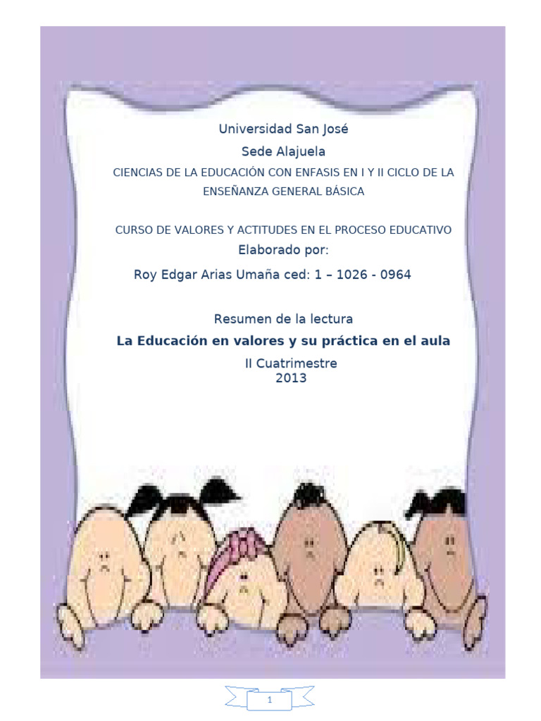 Educación en Valores en el Aula | PDF | Aprendizaje | Plan de estudios