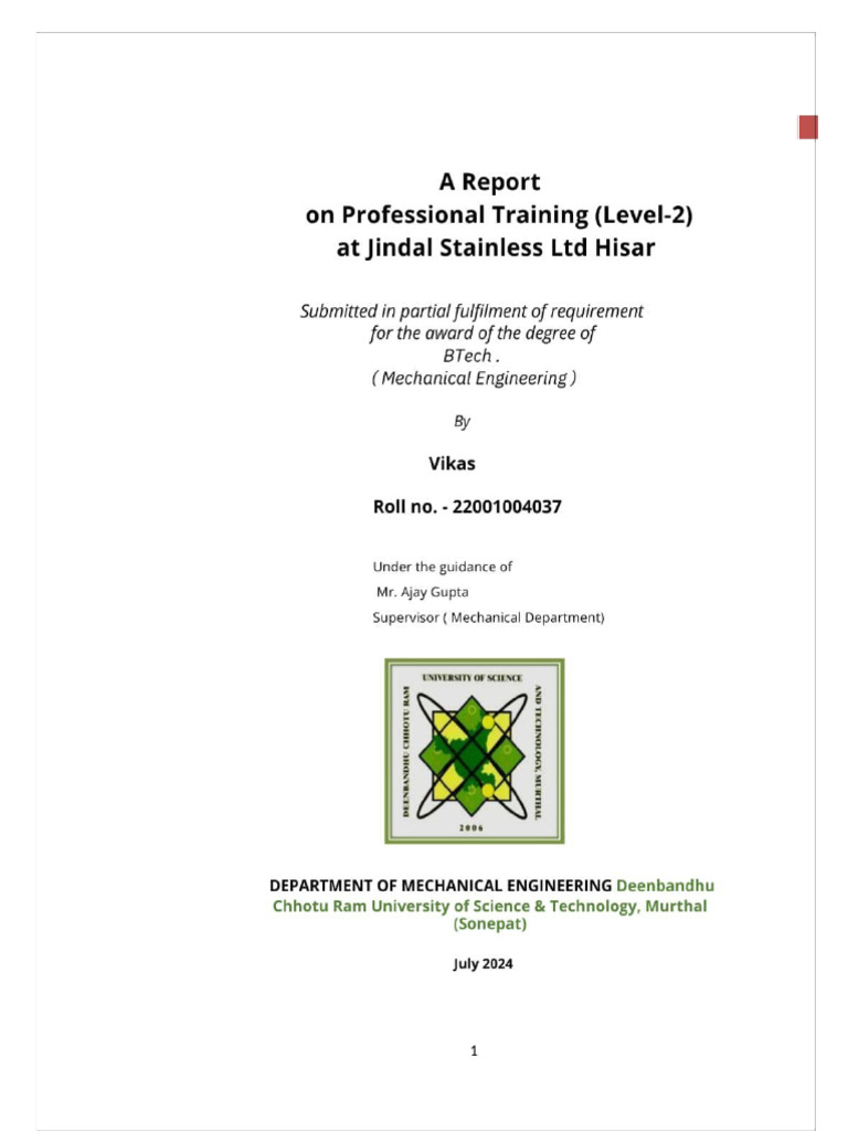 JSL Limited: Acknowledgment and Overview | PDF | Mechanical Engineering ...