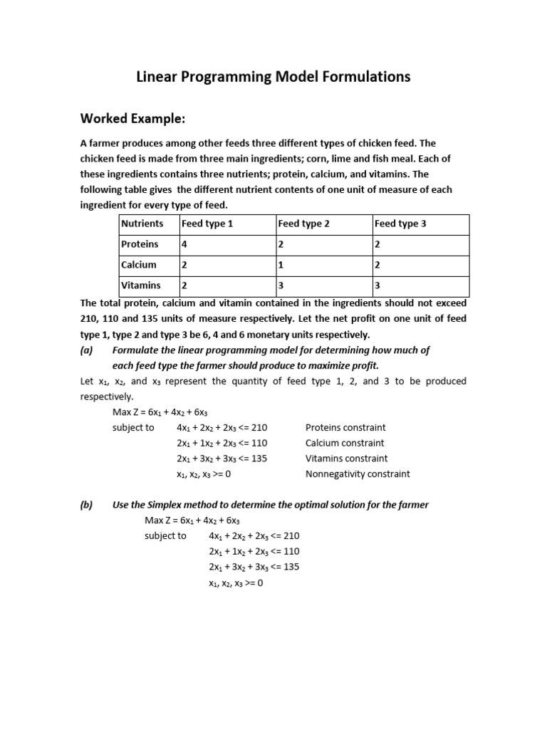 Linear Programming for Chicken Feed Profit Optimization | PDF ...