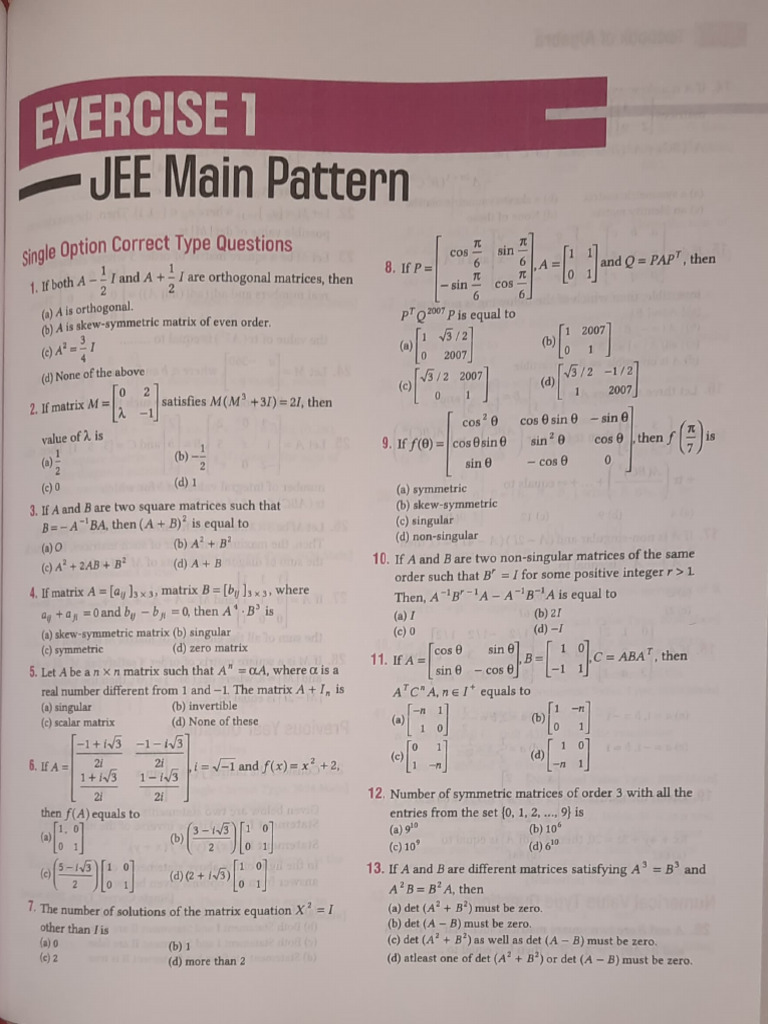 Matrices Exercise | PDF