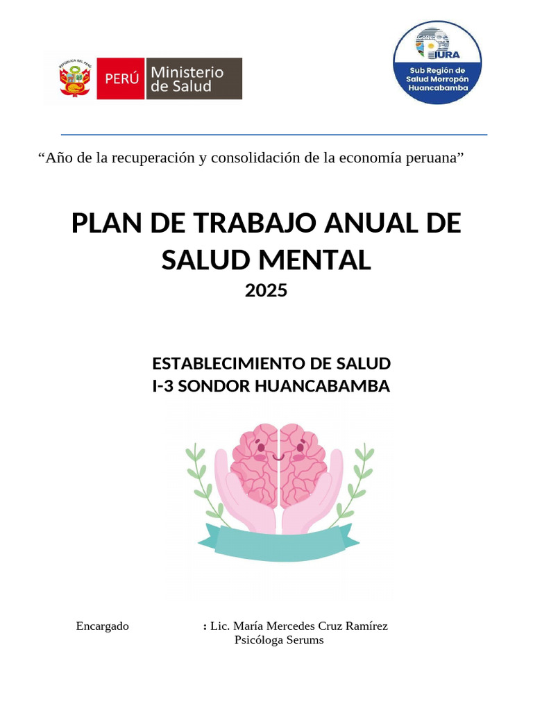 Plan Anual de Salud Mental 2025 Perú | PDF | Salud mental | Trastorno ...