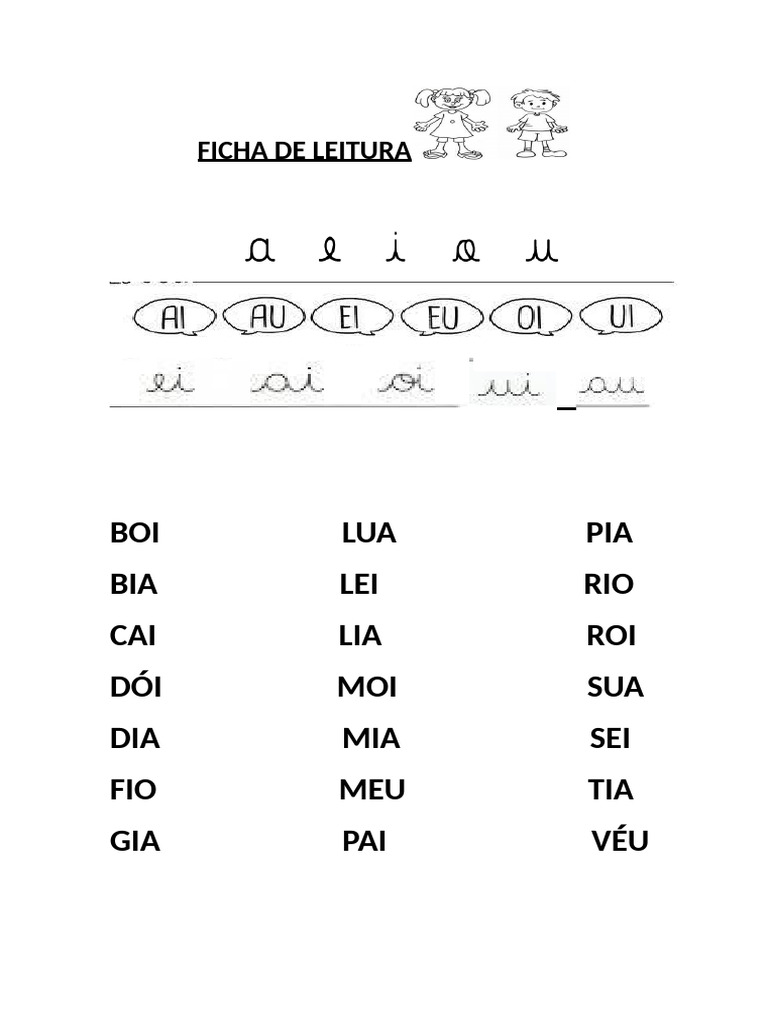 Ficha de Leitura Vogais | PDF