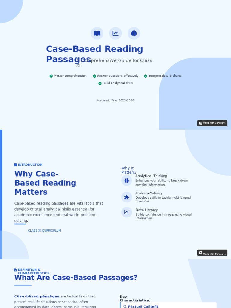 Case-Based Reading Guide for Class XI | PDF | Chart | Reading Comprehension