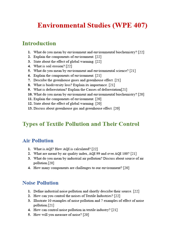 Environmental Impact of Textile Industries | PDF | Effluent | Water ...