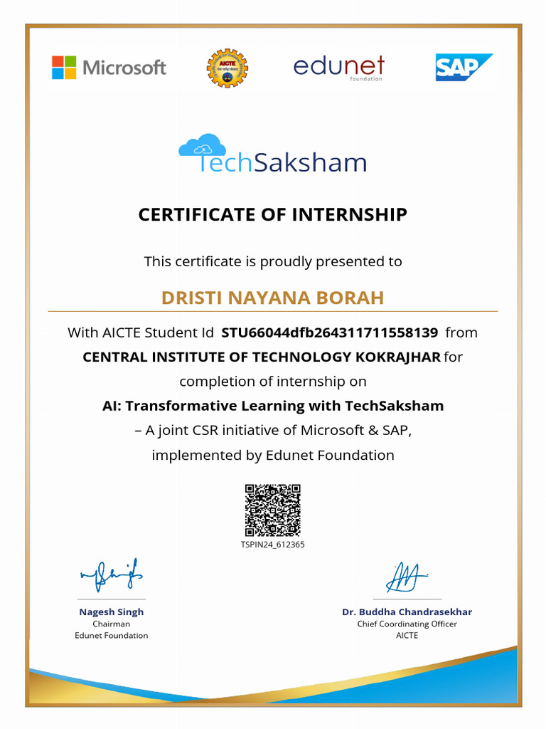 Internship Certificate for AI Training | PDF | Information Technology ...