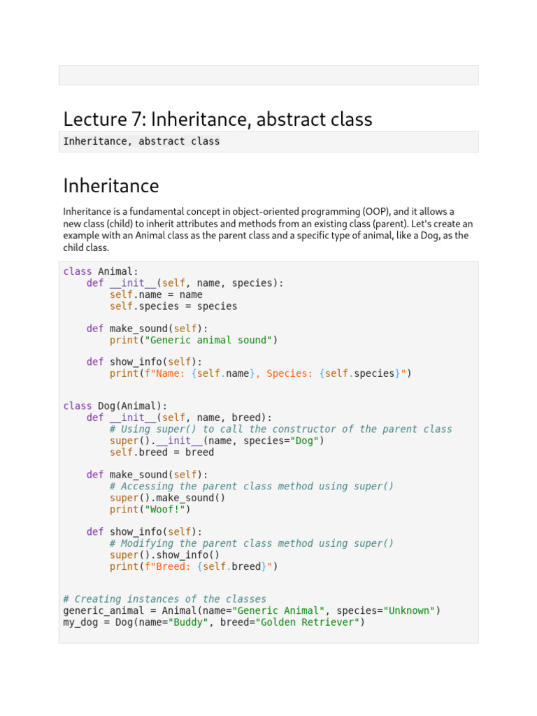 Inheritance and Abstract Classes in OOP | PDF | Class (Computer ...