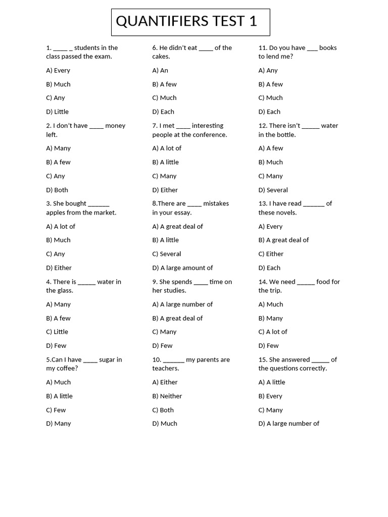 Quantifiers Test for Students | PDF | Chess Openings | Chess