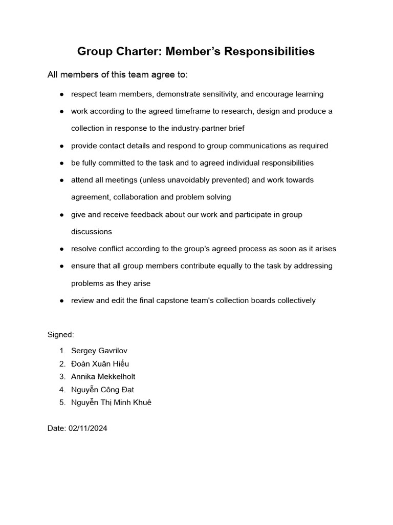 Group Charter - Group 8 | PDF