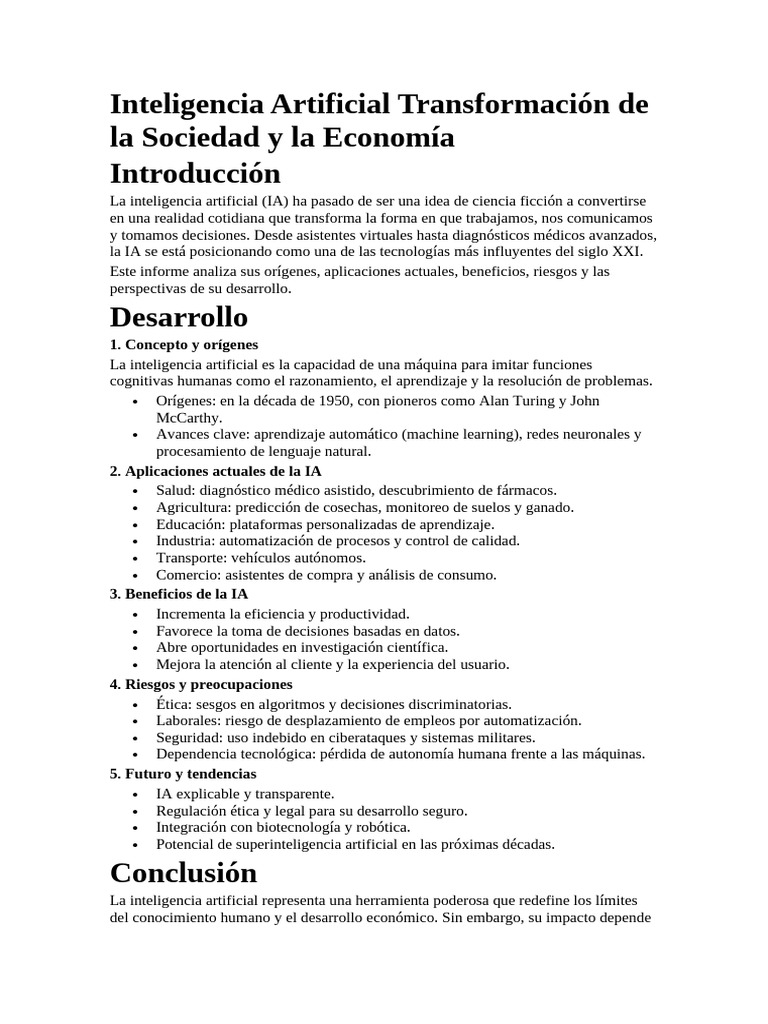 Impacto de la IA en Sociedad y Economía | PDF | Inteligencia artificial ...