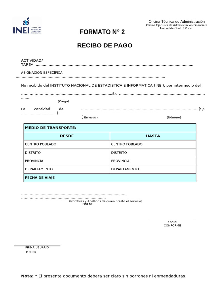 Recibo de Pago Formato N° 2 | PDF | Informática