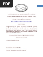 CERTIFICADO DO CURSO DE DOENÇA MENTAL CURSO DM AEE