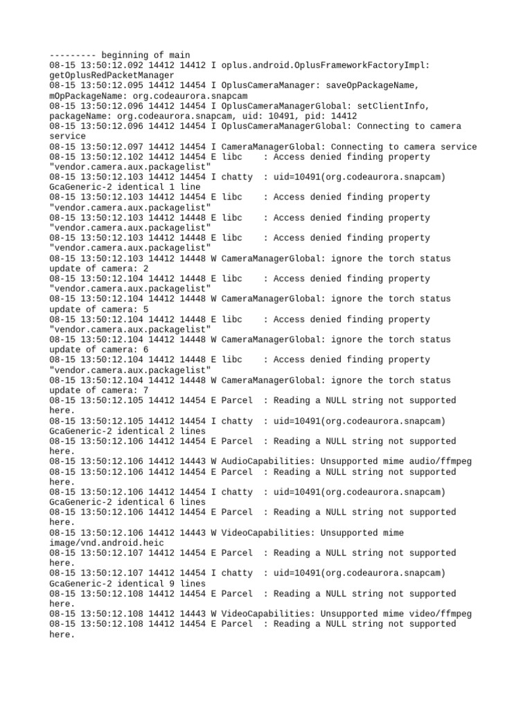 Oplus Camera Service Logs Analysis | PDF | Computing | Computer Programming