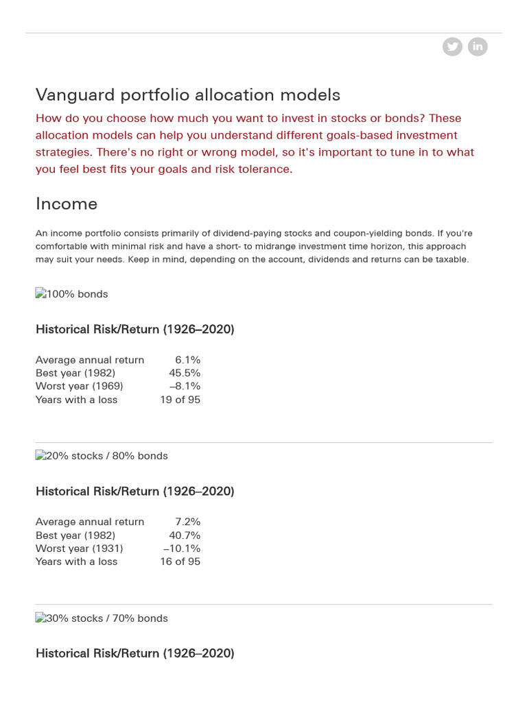 Vanguard Portfolio Allocation Models | PDF | Financial Risk | Investing