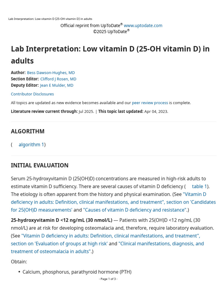 Understanding Low Vitamin D in Adults | PDF | Vitamin D | Biologically ...